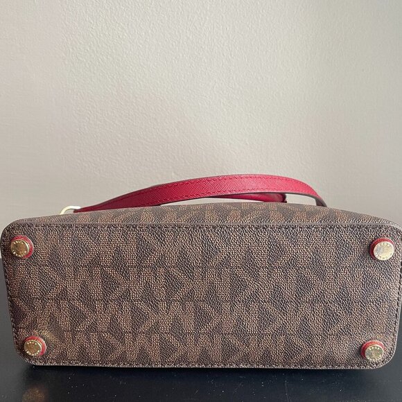 Michael Kors Emmy Small Dome Satchel Handbag  - Brown/Red - Preowned - Picture 5 of 7